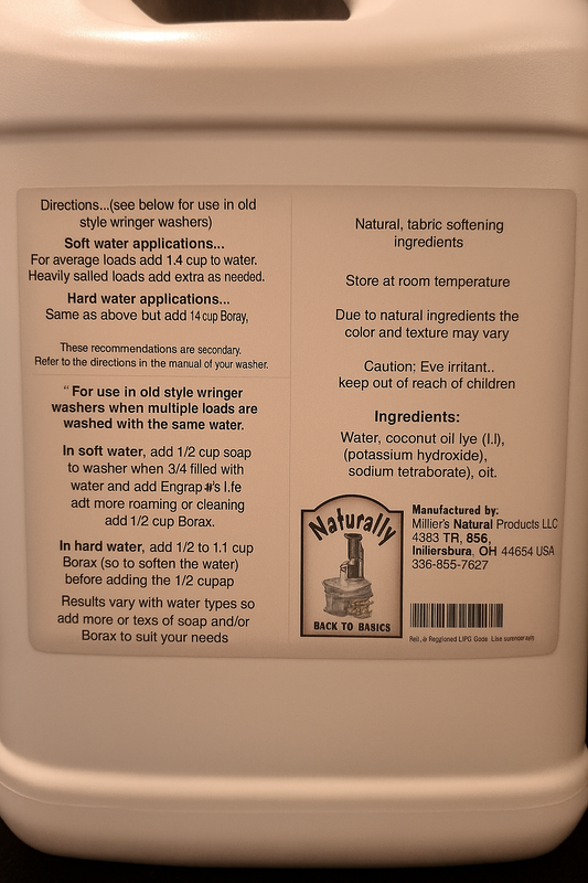 Miller’s Naturally Back to Basics Laundry Soap – Mountain Breeze (1 Gallon)