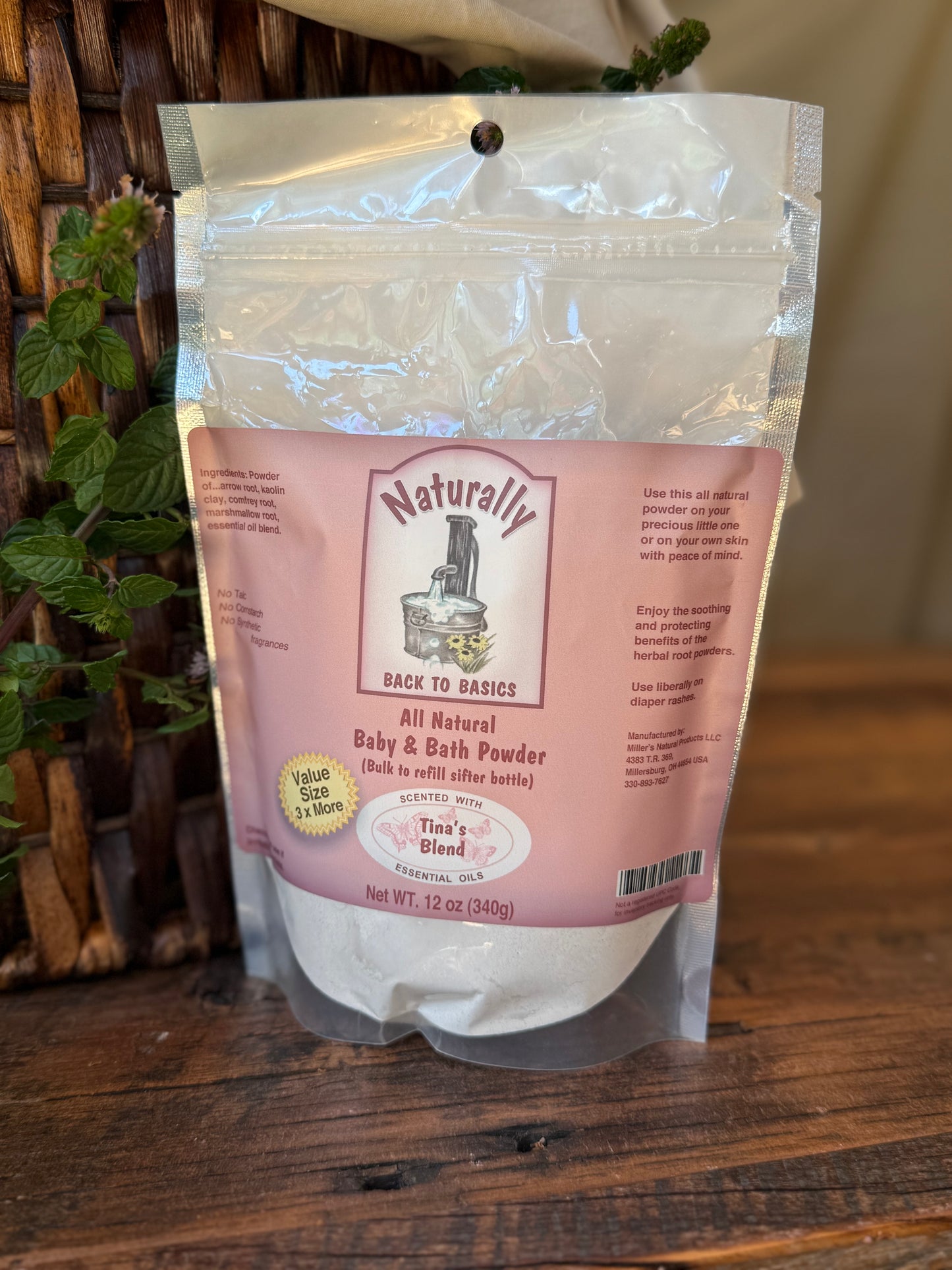 Miller’s Naturally Back to Basics – Baby & Bath Powder – Tina's Blend - Herbal Root Powder for Babies, Sensitive Skin & All-Natural Care