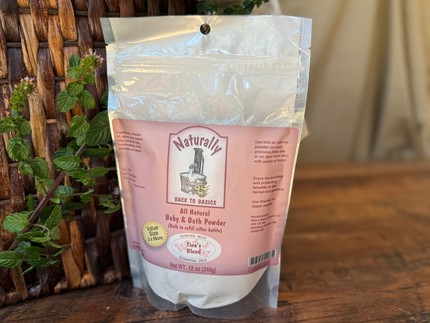 Miller’s Naturally Back to Basics – Baby & Bath Powder – Tina's Blend - Herbal Root Powder for Babies, Sensitive Skin & All-Natural Care