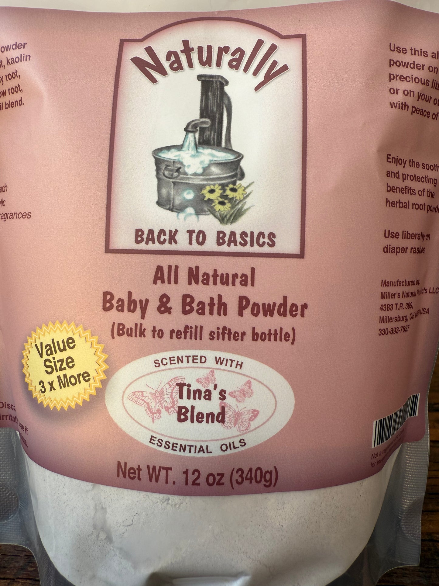 Miller’s Naturally Back to Basics – Baby & Bath Powder – Tina's Blend - Herbal Root Powder for Babies, Sensitive Skin & All-Natural Care
