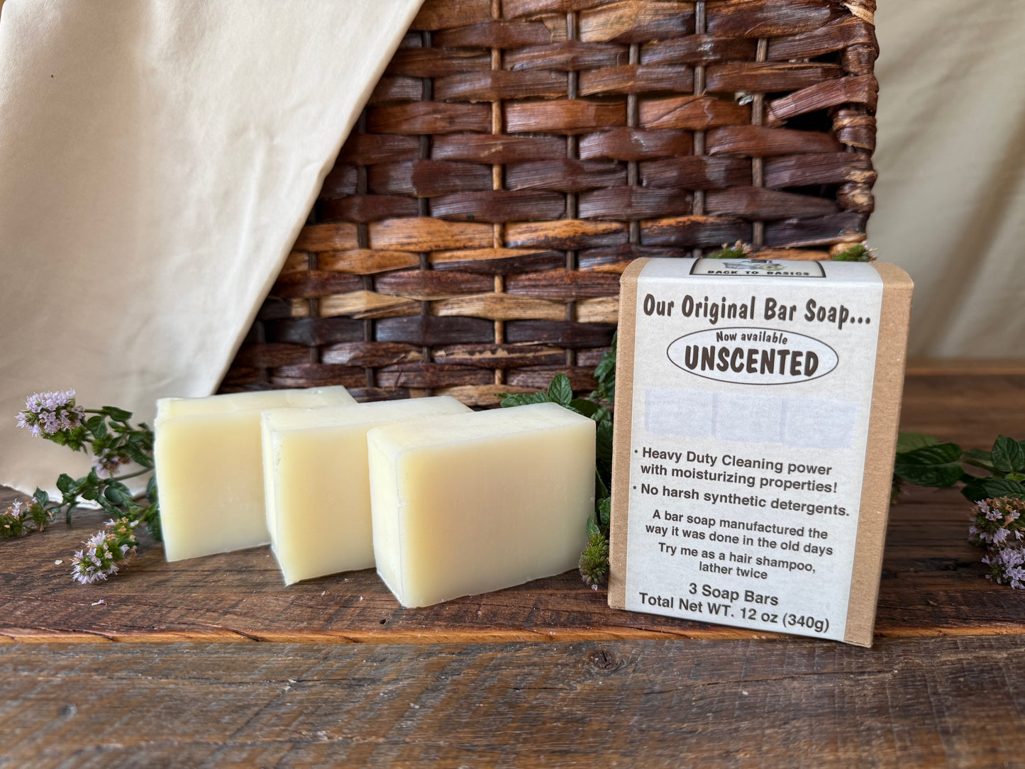 Miller’s Naturally Back to Basics – Artisan Handcrafted Tallow Bar Soap (Unscented) Scent-Free Hunting Soap + Sensitive Skin Formula