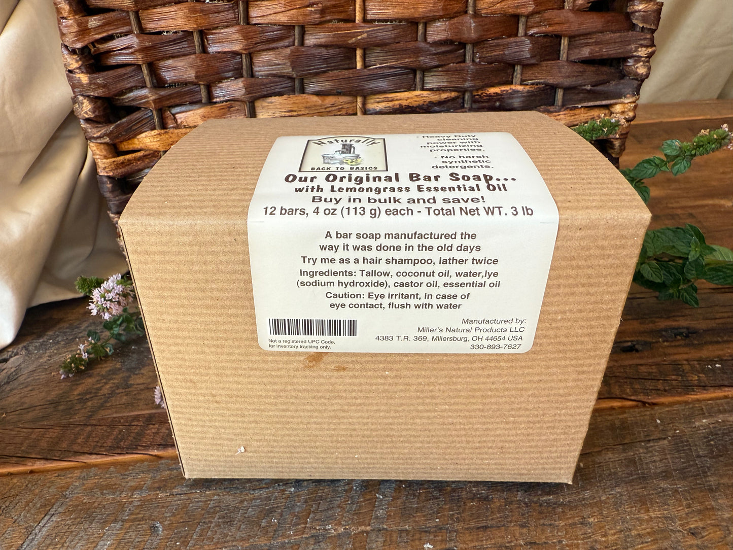 Miller’s Naturally Back to Basics Artisan Handcrafted Tallow Bar Soap – Lemongrass (Amish Made in Ohio)