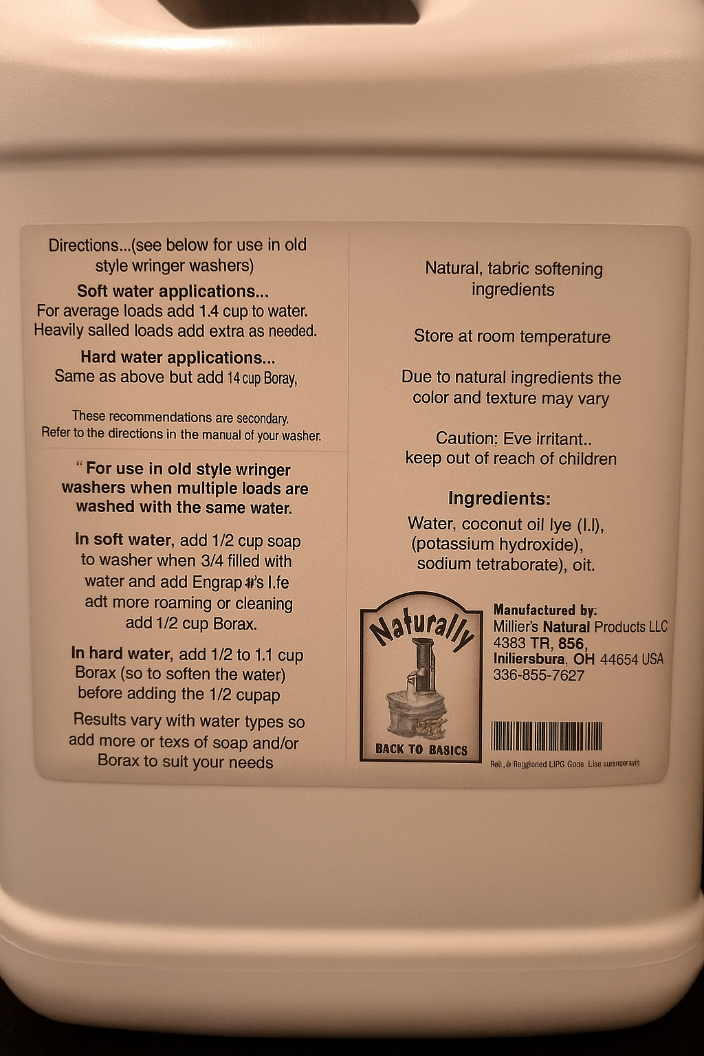 Miller’s Naturally Back to Basics Laundry Soap – Mountain Breeze (1 Gallon)